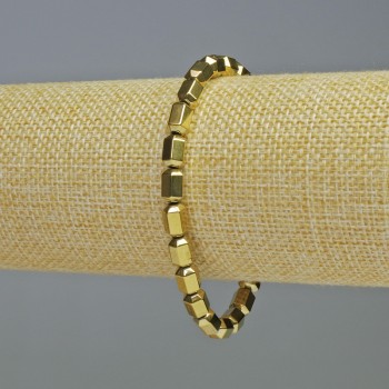 Hematite bracelet with hexagons in gold color, diameter 5x8 mm, length 18 cm, stretch