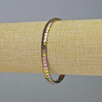 Hematite Bracelet - Snake Zigzag Wave, Rainbow Color, Bead Size 5x4x3 mm, Length 18 cm Stretch