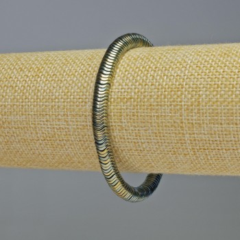 Hematite Bracelet, Rondelle Wave, Black Gold Chameleon, 6x1 mm diameter, 18 cm length, stretch