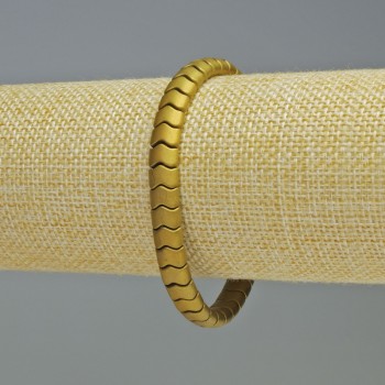 Hematite bracelet snake zigzag wave, matte gold color, diameter 7x5x5 mm, length 18 cm, stretch
