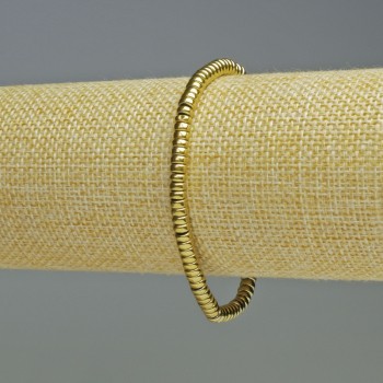 Hematite Rondelle Bracelet, Gold Color, 4x2 mm Diameter, 18 cm Length, Stretch