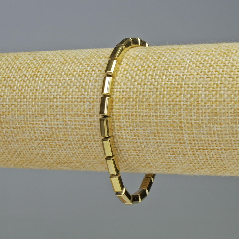 Hematite Bracelet, Rectangular, Gold Color, 8x4 mm, Length 18 cm, Stretch