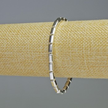 Hematite Rectangle Bracelet, Silver Color, 8x4 mm, 18 cm length, Stretch