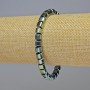 Hematite Bracelet - Cube Beads, Green Chameleon Color, 6x6 mm, 18 cm, Stretch