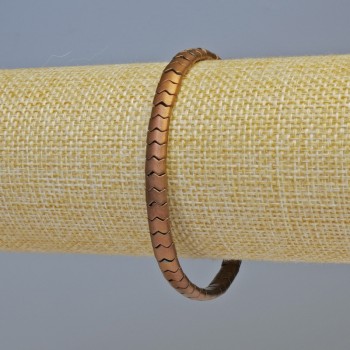 Hematite Snake Zigzag Wave Bracelet, Copper Matte, 5x4x3 mm, length 18 cm, stretch