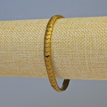 Hematite 'Snake' Bracelet, matte gold color, 5x4x3 mm diameter, 18 cm length, stretch