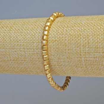 Hematite Bracelet - Cubes, Matte Gold Color, 4x4 mm, 18 cm Length, Stretch