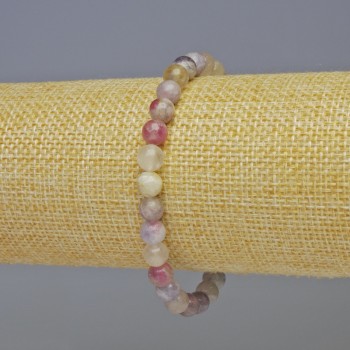 Pink Tourmaline Bracelet with Smooth Beads, 6 mm Diameter, 18 cm Length, Elastic (Stretch)