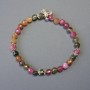Bracelet Tourmaline Faceted Bead - 6mm - with Metal Inserts - Length 18 cm - Stretch