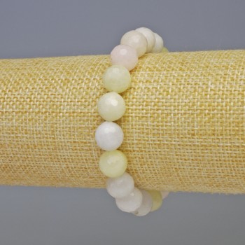 Morganite bracelet, natural stone, faceted bead, diameter 10mm ±, length 18cm ±, stretch