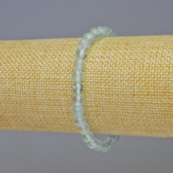 Topaz Bracelet, Natural Stone, Faceted Beads, 6 mm Diameter, 18 cm Length, Stretch