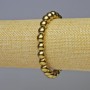 Hematite Bracelet, Smooth Beads, Gold Color, 8 mm Diameter, 18 cm Length, Elastic