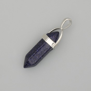 Aventurine Pendant 'Night of Cairo' Blue Sand (Synthetic) Hexagonal, 4 cm