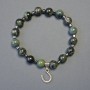 Bracelet Ocean Jasper Smooth Beads, 8 mm Diameter ±, Hematite Cubes, 3x3 mm, 18 cm Length (Stretch)