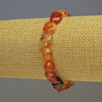 Carnelian Faceted Bracelet, diameter 10x8 mm ±, 18 cm stretch
