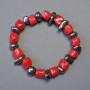 Coral and hematite bracelet, faceted coral with hematite inserts, gal'tivka style, length 18 cm stretch