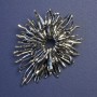 Brooch-pendant Flower with Gray Crystals, Silvery Metal, 70x55 mm+