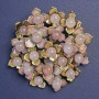 Brooch pendant Flowers with Rose Quartz, enamel, gold-toned metal 60x62 mm+