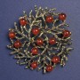 Brooch pendant 'Sprigs' with Carnelian, golden metal 60mm+