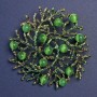 Brooch-pendant 'Branches' with Cat's Eye stone, enamel 60mm+