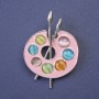 Brooch Palette with Enamel, Silver-Tone, 45×32mm