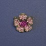 Brooch: Flower with Pink Crystals, 20 mm ± Silver-Toned Metal