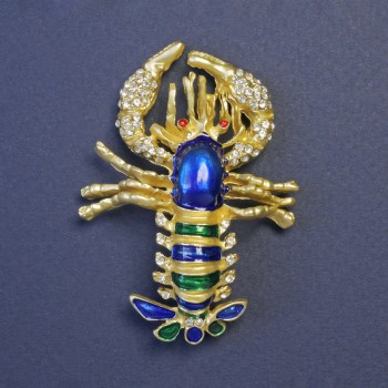 Omar Brooch in Blue and Green Enamel