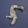 Toucan Bird Brooch-Pendant in Silver Metal 62x40mm