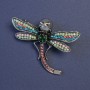 Butterfly Brooch with Multicolored Rhinestones and Gray Pearl, Gray Metal 49x40mm+
