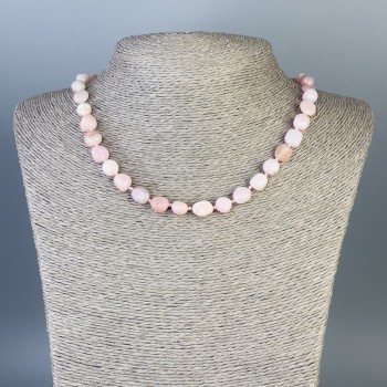 Necklace Pink Opal Beads, 11x8 mm ±, 10x7 mm ±, length 48 cm ±