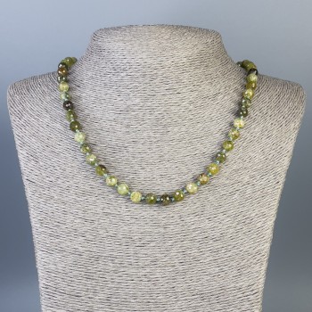 Grossular Necklace (Green Garnet) Faceted Bead 7mm, Length 51 cm