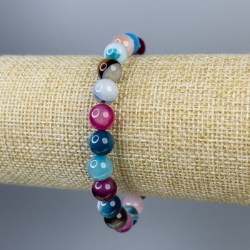 Agate Bracelet with Smooth Beads 8mm, Length 18 cm, Stretch