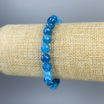 Apatite bracelet with faceted 8mm beads, 18 cm length, stretch