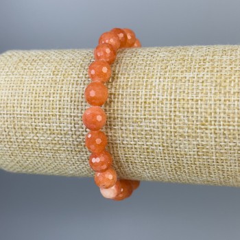 Mashan Jade Bracelet with Faceted Beads, 8 mm, 18 cm Length, Stretch