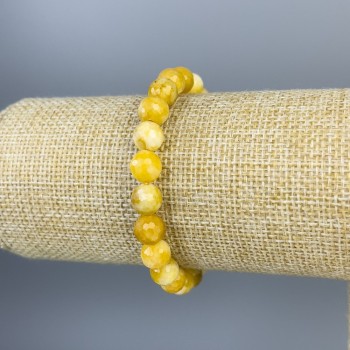 Jadeite bracelet with 8mm faceted beads, length 18 cm, stretch