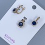 Xuping Pendant and Earrings Set with White Crystals and Blue Crystal, 18K Gold Plating
