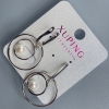 Xuping Rhodium-Plated Earrings with Pearl, 6 mm Pearl Diameter and Hoops, 22–14 mm, 35 mm Length +