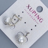 Xuping rhodium-plated earrings with pearl, 8 mm diameter and white rhinestones, length 17 mm +