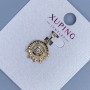 Xuping Pendant with White Crystal, 14mm Diameter, 20mm Length, 18K Gold Plating