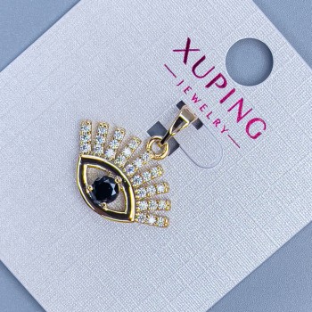 Xuping Pendant 'Eye' with white crystals and black crystal, diameter 20mm, length 21mm, 18K gold plating