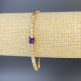 Xuping bracelet with white crystals and a purple stone, 3 mm thick, 19 cm long, gold-plated