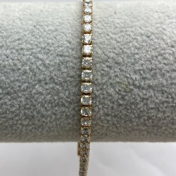 Xuping bracelet with white stones, 3 mm thick, 20 cm long, gold-plated