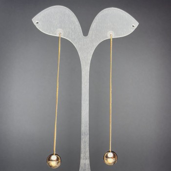 Xuping Ball-with-Chain Stud Earrings, diameter 10.5 mm, length 10 cm, 18K Gold Plating