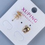 Xuping 'Tooth' stud earrings with white crystal, diameter 9×8 mm, +/- 18K gold plating