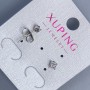 Xuping Rhodium-Plated Stud Earrings with White Stone, 3 mm ±