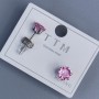 Xuping stud earrings with pink stone, rhodium-plated, 6mm