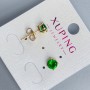 Xuping Stud Earrings with Green Stone 'Quadro'