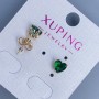 Xuping Heart with Green Stone Stud Earrings