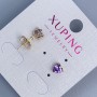Xuping Heart with Purple Stone 5mm Ball Stud Earrings - 18K Gold Plated
