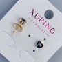 Xuping Ball Stud Earrings Heart with Black Stone 5mm ± Gold Plating 18k